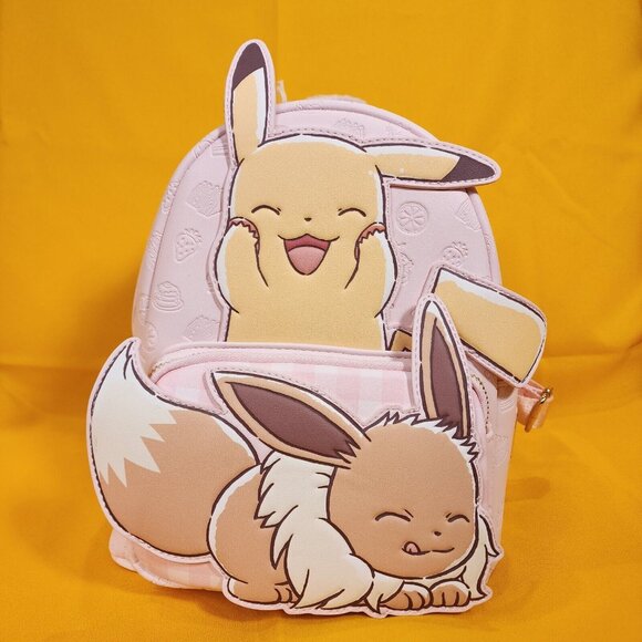 Loungefly Pokémon Cafe Pikachu & Eevee Pink Dessert Mini Backpack NEW main image 10